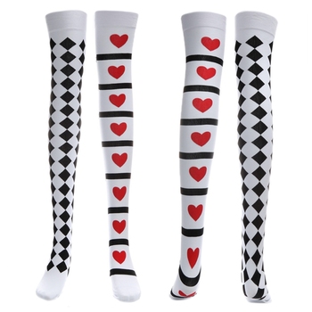 Poker Card Suit Print Thigh High Stockings Cosplay Costume Halloween